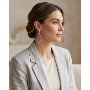 Lauren Michael Silver Teardrop Dangling Earrings